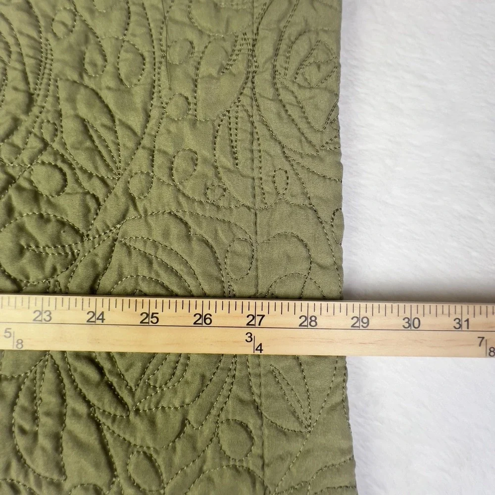 MarCielo Quilted Pillow Sham Queen Green Rose Floral Cotton Fill Polyester Cover